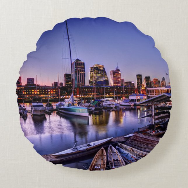 Canoas Al Atardecer - kanoter på solnedgången Rund Kudde (Framsidan)