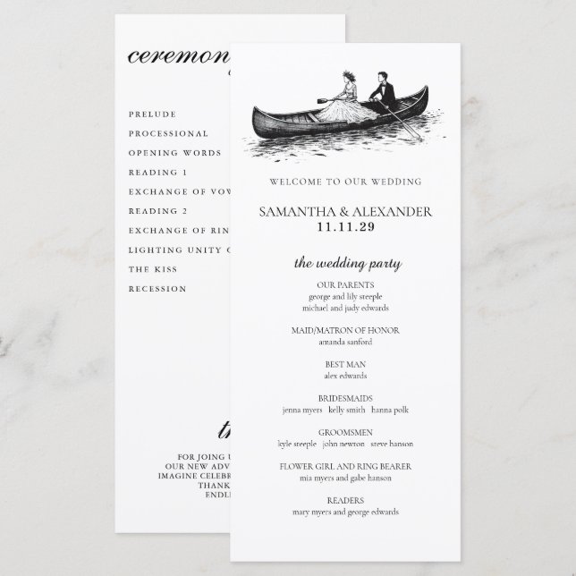 Canoe Couple Ceremony Program (Fram/baksida)