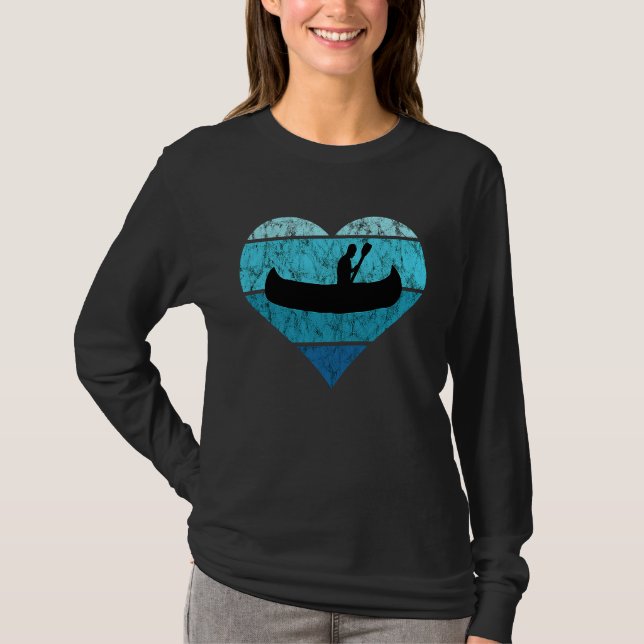 Canoe Driver Heart Kayak Driving Canoe Retro Vinta T Shirt (Framsida)
