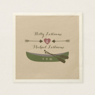 Canoe + Heart med pilarna Bröllop Napkins Pappersservett