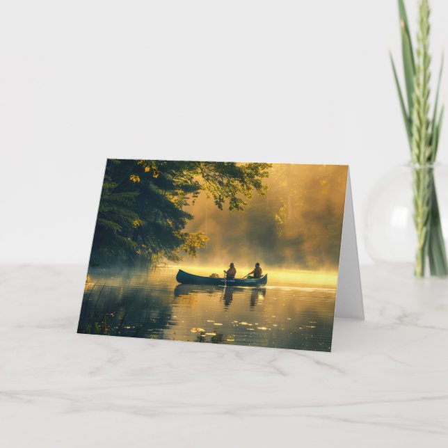 Canoe i en flod anteckningskort (Framsida)