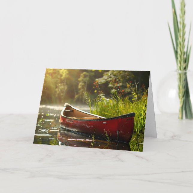 Canoe i en flod anteckningskort (Framsida)