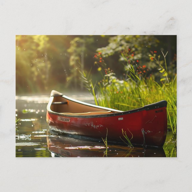 Canoe i en flod vykort (Framsida)