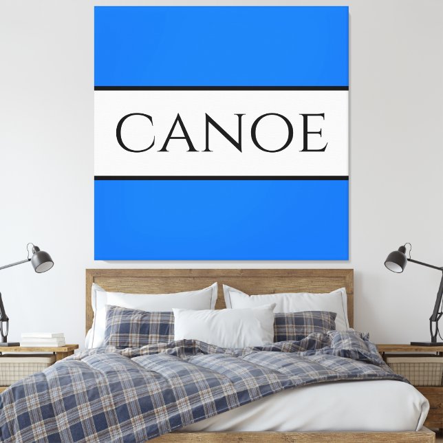 CANOE Nautical Bright Blue White Summer Rand Canvastryck (Insitu (sovrum))