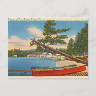 Canoe på Väster Caroga Sjö, New York Vykort