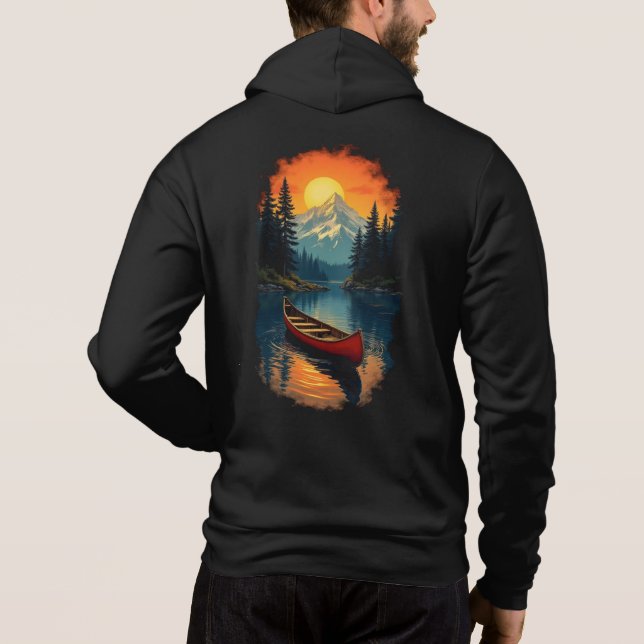 Canoe Stänk Äventyr - Retro Sjö Sunset T Shirt (Baksida)