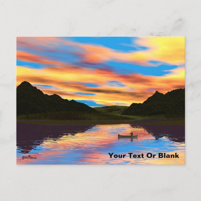 Canoe vid sunset Sjö Vykort (Framsida)