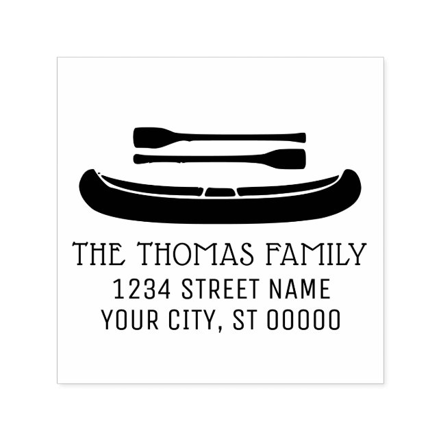 Canoe with Oars Silhouette Namn Adress Monogram Självfärgande Stämpel (Design)