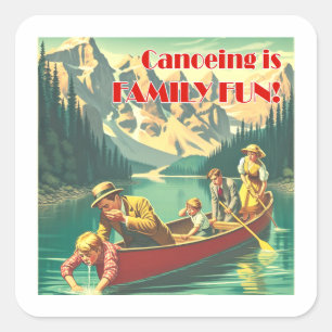 Canoeing är Family Roligt Fyrkantigt Klistermärke
