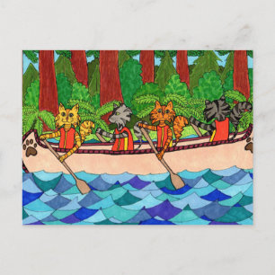 Canoeing Cats Vykort
