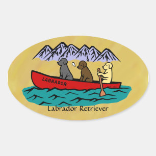 Canoeing Labrador Retrievers Ovalt Klistermärke