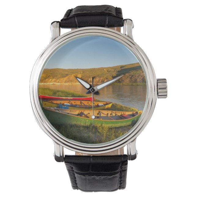 Canoeing längs Missouris vita klippor Armbandsur (Framsida)