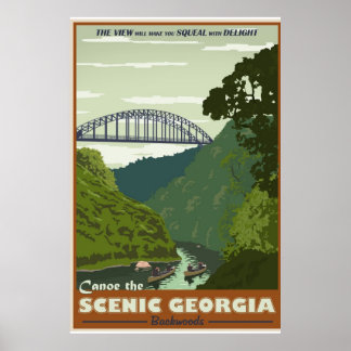 Canoeing Vintage resor poster