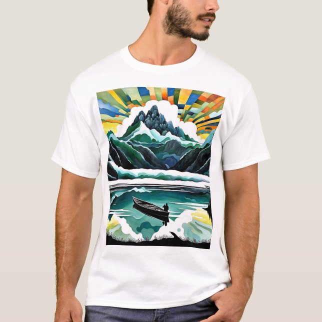 Canoeist vid sjö 2 t shirt (Framsida)