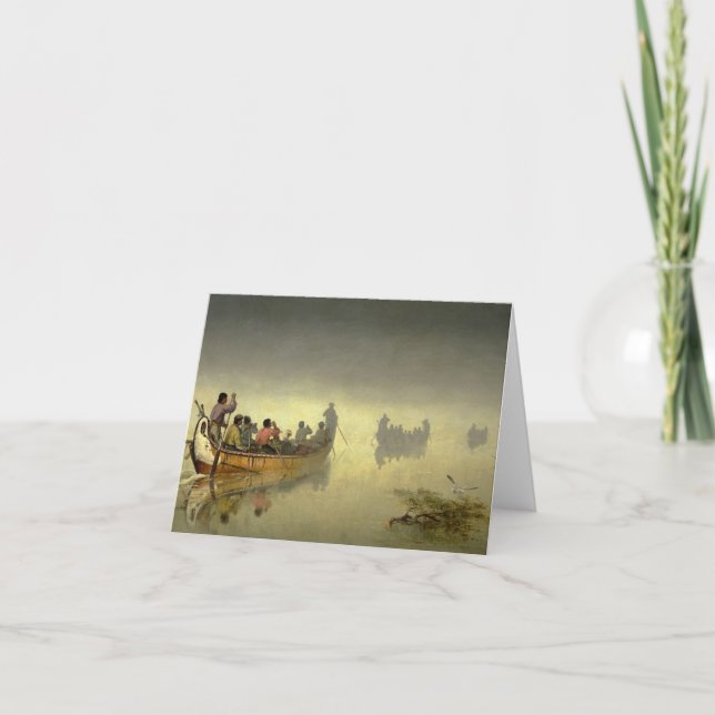 Canoes in Fog, Sjö Superior, 1869 by Hopkins Tack Kort (Framsida)