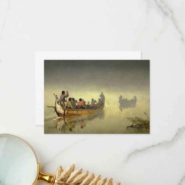 Canoes in Fog, Sjö Superior by F. A. Hopkins Tack Kort (Fram/Back In Situ)