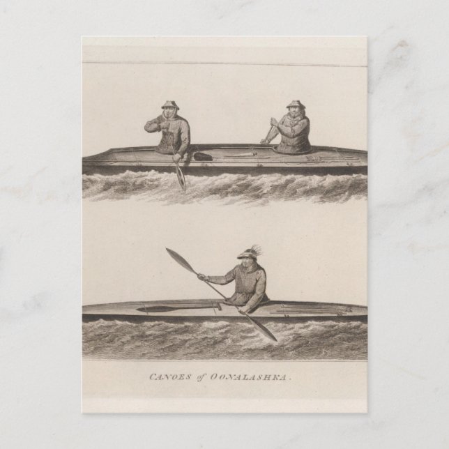 Canoes, Oonalashka, Alaska Vykort (Framsida)