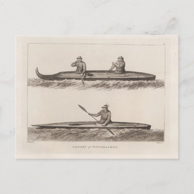 Canoes, Oonalashka, Alaska Vykort (Framsida)