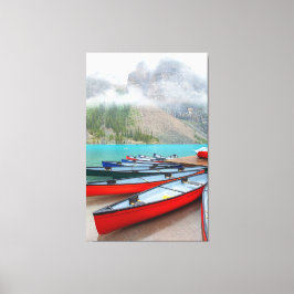 Canoes vid Moraine Sjö Canvastryck