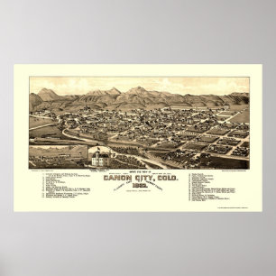 Canon City, CO Panoramic Karta - 1882 Poster