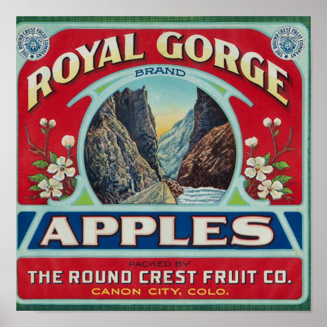 Canon City, Colorado - Royal Gorge Apple-etikett Poster (Framsidan)