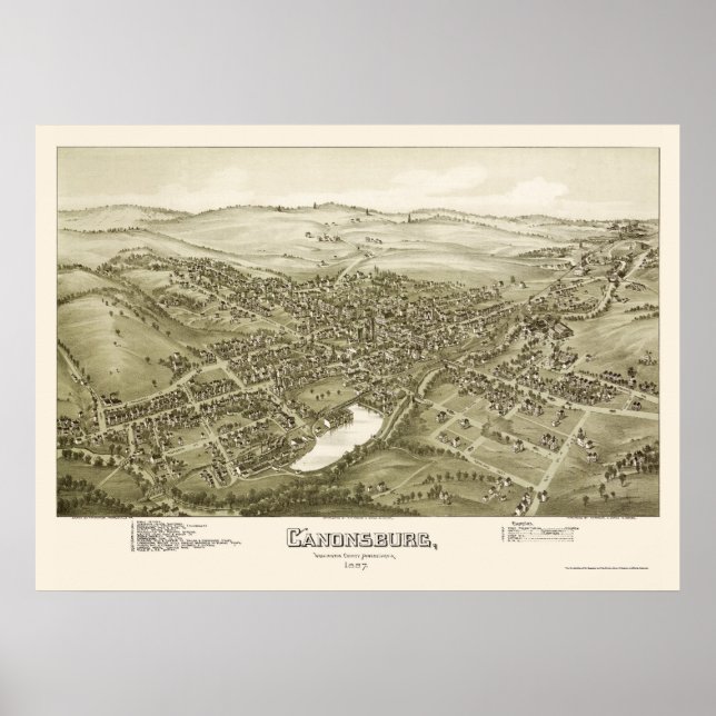 Canonsburg, PA Panoramic Karta - 1897 Poster (Framsidan)