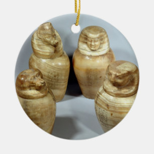 Canopic burkar av Hor-ir-aa, (alabaster-) Saite, Julgransprydnad Keramik