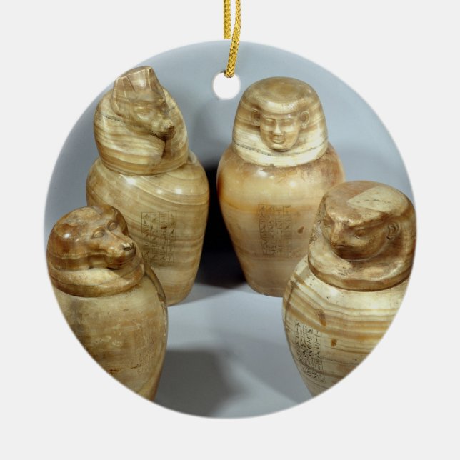 Canopic burkar av Hor-ir-aa, (alabaster-) Saite, Julgransprydnad Keramik (Framsidan)