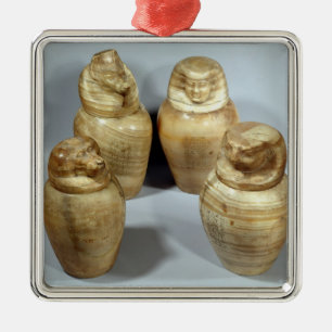 Canopic burkar av Hor-ir-aa, (alabaster-) Saite, Julgransprydnad Metall