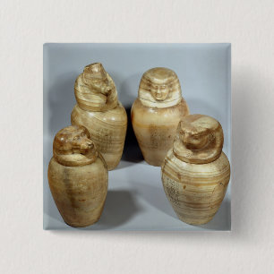 Canopic burkar av Hor-ir-aa, (alabaster-) Saite, Knapp