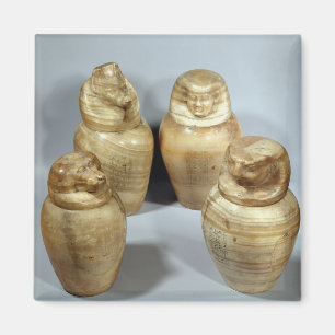 Canopic burkar av Hor-ir-aa, (alabaster-) Saite, Magnet