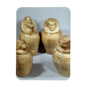 Canopic burkar av Hor-ir-aa, (alabaster-) Saite, Magnet