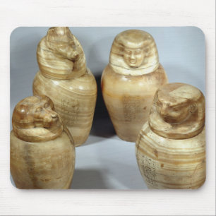 Canopic burkar av Hor-ir-aa, (alabaster-) Saite, Musmatta