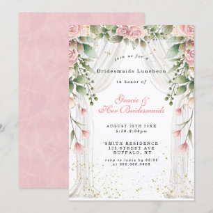 Canopy Rosa Blommigt Bridesmaids Luncheon Inbjudni