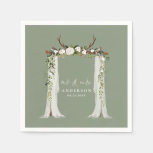 Canopy rustic botanical bröllop M. och Mrs. Pappersservett