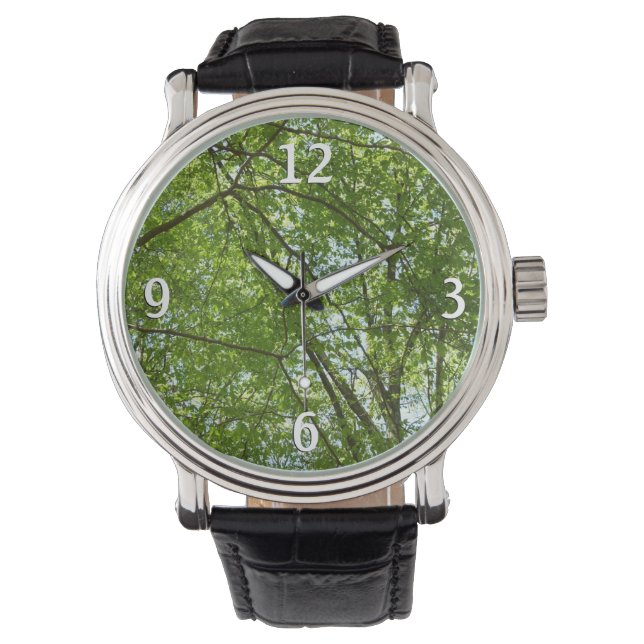 Canopy Vår Löv Grönt Nature Scene Armbandsur (Framsida)
