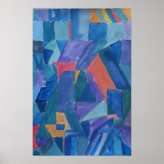 Canossa Cubist Houses on Blue Backe i Quebec Poster