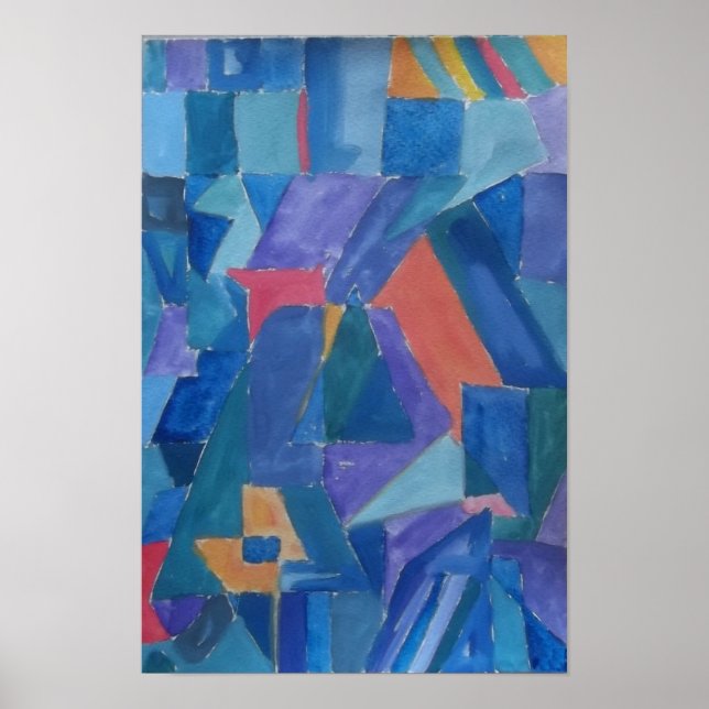 Canossa Cubist Houses on Blue Backe i Quebec Poster (Framsidan)