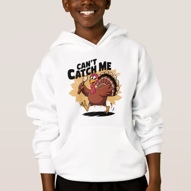 Can't Catch Me Funny Turkey Thanksgiving Shirt T (Framsida)