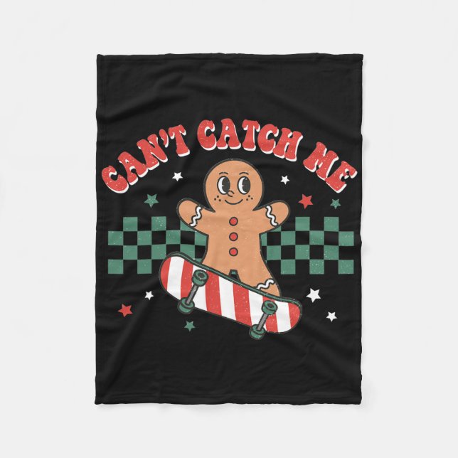 Can't Catch Me Groovy Christmas Gingerbread Man Bo Fleecefilt (Framsidan)