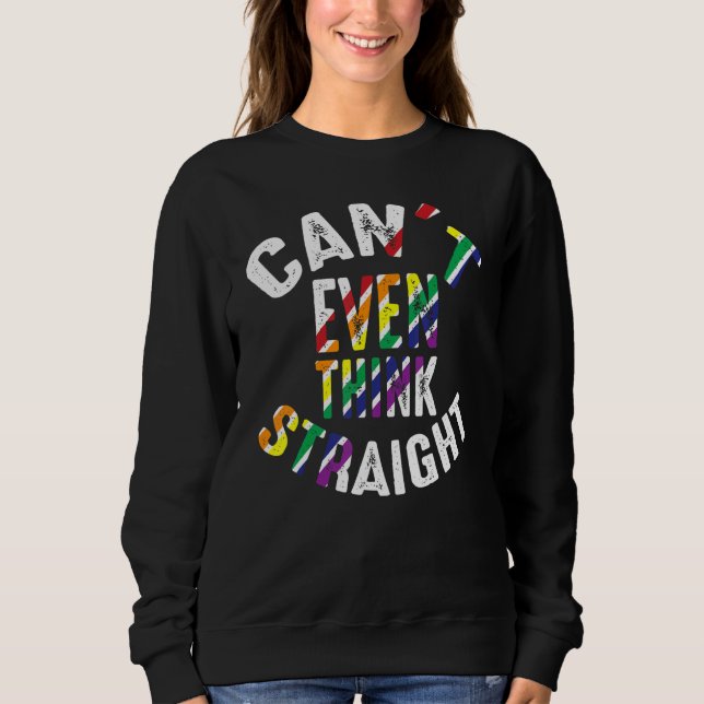 Can't Even Think Straight Funny Gay Lesbian Bisexu T Shirt (Framsida)