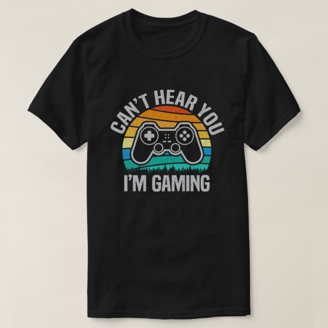 Can't Hear You I'm Gaming Funny Gamer Gift Headset T Shirt (Design framsida)