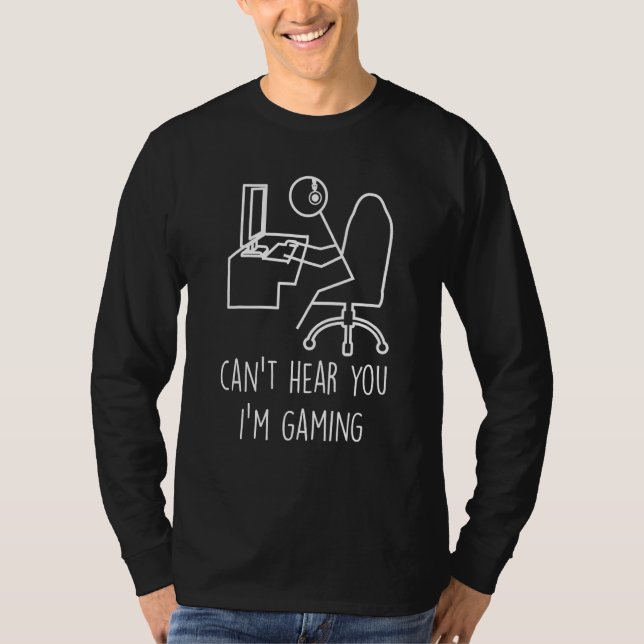 Can't Hear You I'm Gaming Headset  Funny Gamer     T Shirt (Framsida)