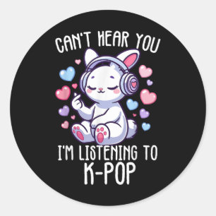 Cant Hear You Im Listening K-pop Rabbit Finger Hea Runt Klistermärke