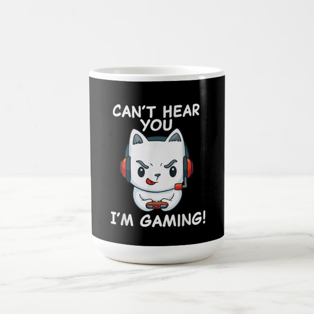 Cant hör dig spela spel | Kat Gamer-gåva Kaffemugg (Center)