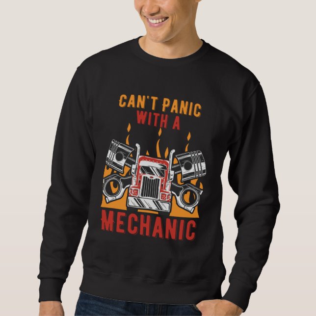 Cant Panic with a Mechanic Car  Riddle Car Enthusi Lång Ärmad Tröja (Framsida)