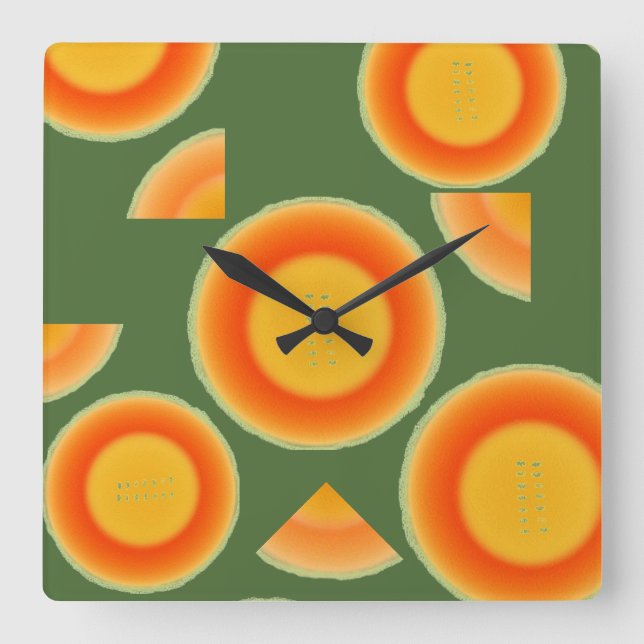 Cantalope Cantaloupe Fruit Wall Clock Fyrkantig Klocka (Framsida)