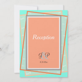 Cantaloupe Blue Geometric Monogram Reception Inbjudningar