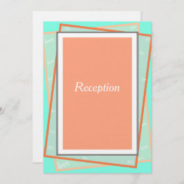 Cantaloupe Blue Geometric Monogram Reception Inbjudningar