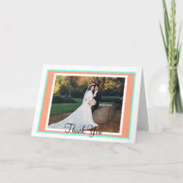 Cantaloupe Blue Monogram Bröllop Tack Kort